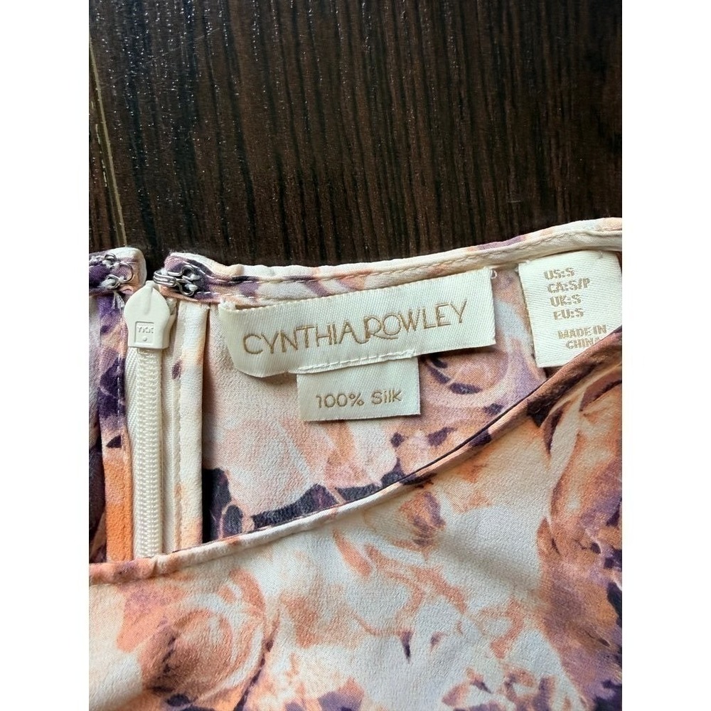Cynthia Rowley Silk Shell Top Photoreal Rose Print Sleeveless Blouse S - Picture 3 of 7